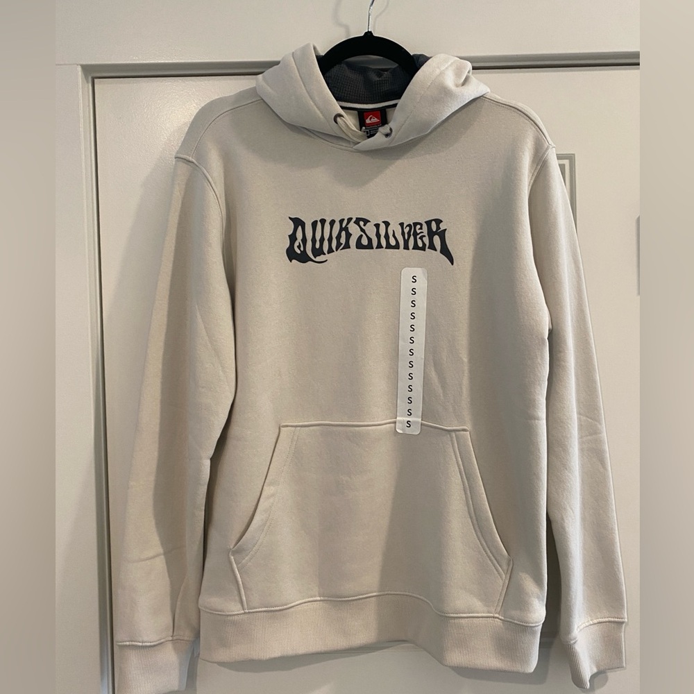 Quiksilver Men's Cream Hoodie with Logo